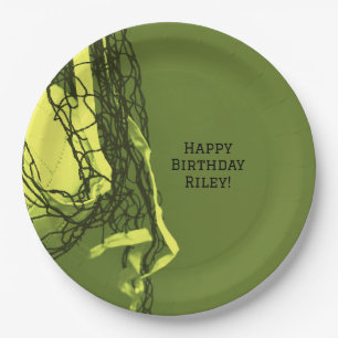 Teen Yellow Birthday Party Net & Volleyball Paper Plate