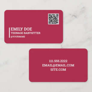 Teenage Babysitter QR Code Business Card