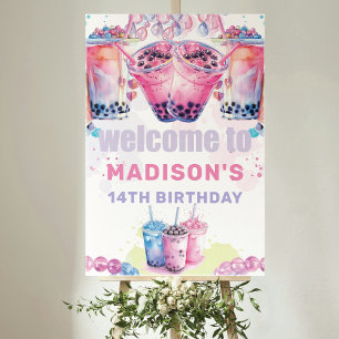 Teenage Boba Bubble Tea Birthday Welcome Sign