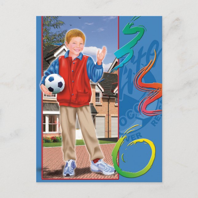 Teenage boy with soccer ball postcard (Front)
