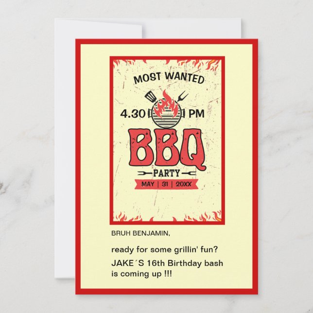 teenage Bruh bbq grillin fun birthday Invitation (Front)