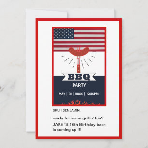 teenage Bruh bbq grillin fun birthday  Invitation