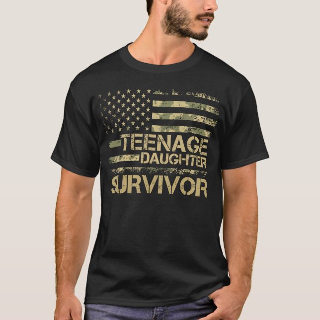 Teenage Daughter Survivor Father's Day Camo T-Shirt (Front)