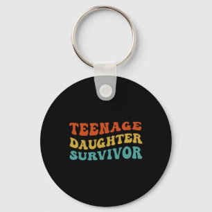 Teenage Daughter Survivor Fathers Day Retro Groovy Key Ring