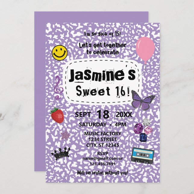 Teenage Dream Sweet 16 Birthday Invitation (Front/Back)