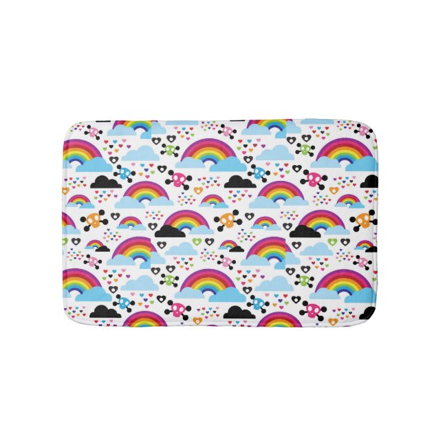 Teenage emo rainbow skull background bath mat (Front)