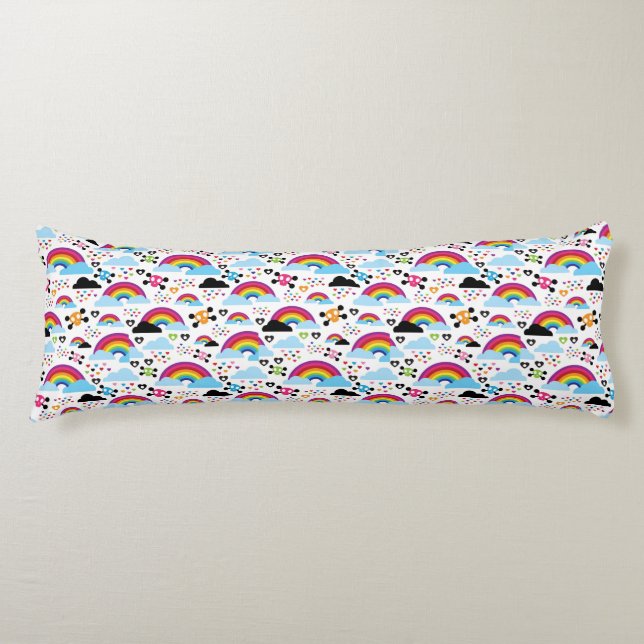 Teenage emo rainbow skull background body cushion (Front)