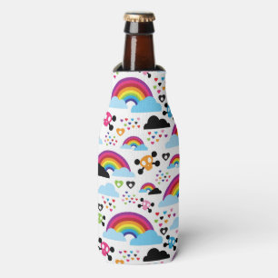 Teenage emo rainbow skull background bottle cooler