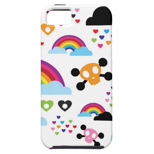 Teenage emo rainbow skull background Case-Mate iPhone case (Back)