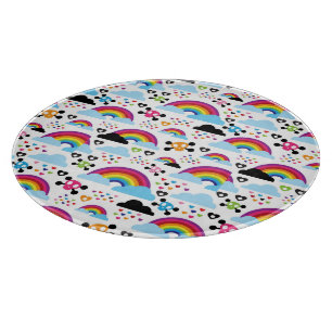 Teenage emo rainbow skull background cutting board