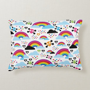 Teenage emo rainbow skull background decorative cushion
