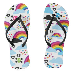 Teenage emo rainbow skull background jandals