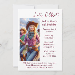 Teenage Girl 15th Birthday Party  Invitation