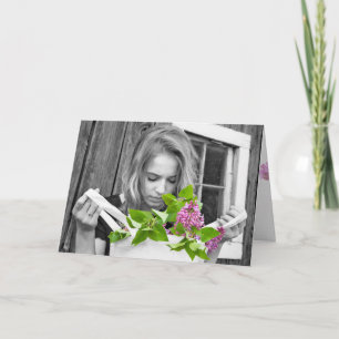 teenage girl with lilac bag card