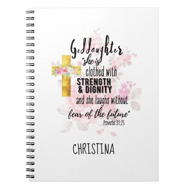 Teenage Goddaughter Gift Personalised Proverb Notebook (Front)