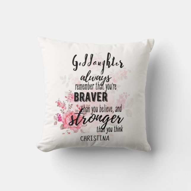 Teenage GODDAUGHTER Motivational Quote Floral  Cushion (Front)