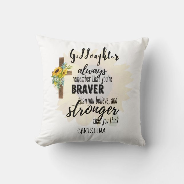 Teenage GODDAUGHTER Motivational Quote Sunflowers Cushion (Front)