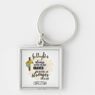 Teenage GODDAUGHTER Motivational Quote Sunflowers  Key Ring