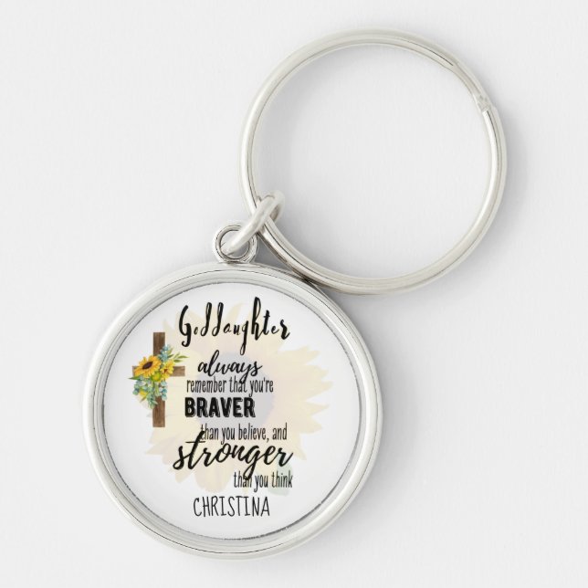 Teenage GODDAUGHTER Motivational Quote Sunflowers  Key Ring (Front)