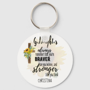Teenage GODDAUGHTER Motivational Quote Sunflowers Key Ring