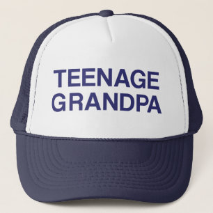 TEENAGE GRANDPA fun slogan trucker hat in blue