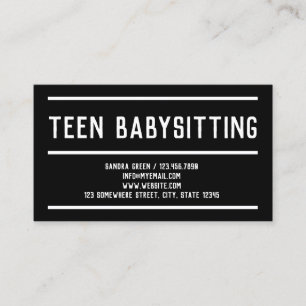 Teenage Sitter Teen Babysitting Business Card