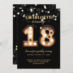 Teenage Sparkly 18th birthday invitation