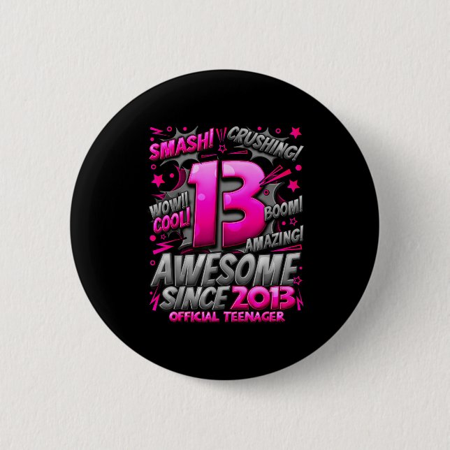 Teenager 13 Year Old Boys 13th Birthday Boy  6 Cm Round Badge (Front)