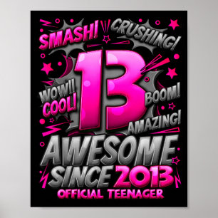 Teenager 13 Year Old Boys 13th Birthday Boy  Poster