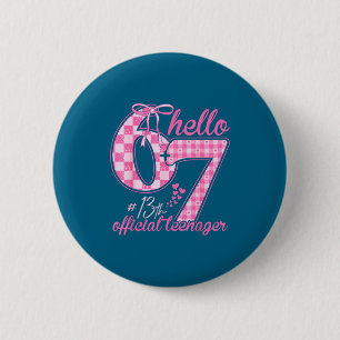Teenager 13th birthday six seven pink coquette bow 6 cm round badge