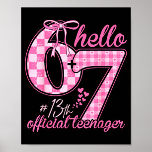 Teenager 13th birthday six seven pink coquette bow poster