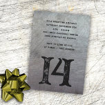 Teenager Grunge Metal Big Age Invitation<br><div class="desc">Masculine birthday party invitation with a metal and grunge design.  Perfect for celebrating a teenage boy.  Grey,  scratched metal background with black text and big number at the bottom for his age.</div>