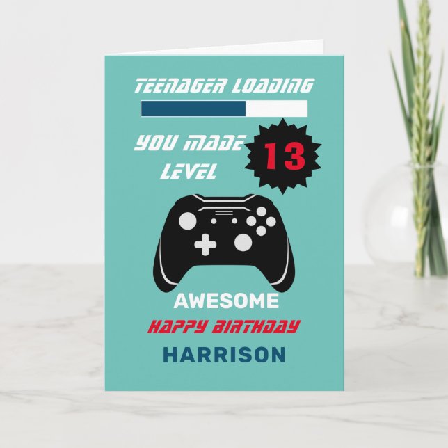 Teenager Loading Funny Gamer Personalised Birthday Card (Front)