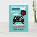 Teenager Loading Funny Gamer Personalised Birthday Card<br><div class="desc">Just the thing for all those boys and girls turning thirteen "Teenager Loading you Made Leve 13" design with the image of a controller is easy to customise with a name,  age and message,  for that extra special touch at no extra cost.</div>