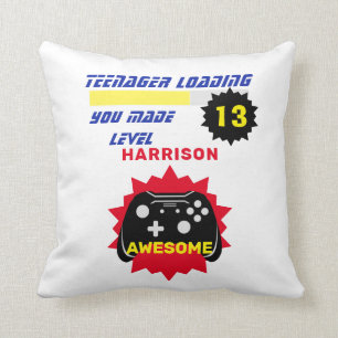 Teenager Loading Funny Gamer Personalized Birthday Cushion