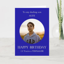 Teenager photo birthday card to son, 13 year old