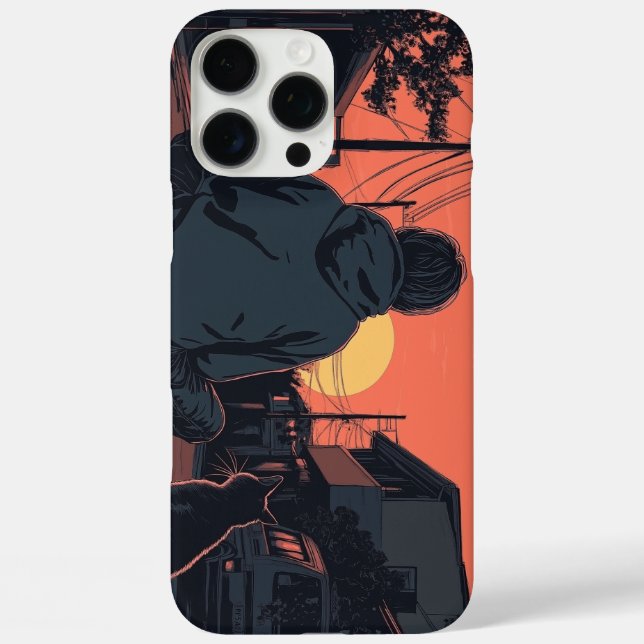 Teenager sitting on his skateboard and next to his Case-Mate iPhone case (Back)