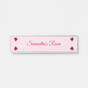 Teenager's Room Sign Pink Dots Red Roses Desk Wall