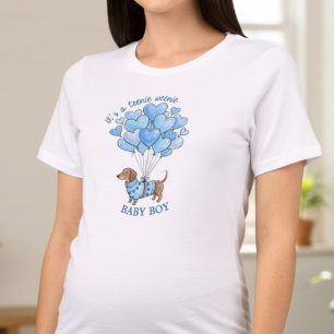 Teenie Weenie Baby Boy Dachshund Gender Reveal Tri-Blend Shirt
