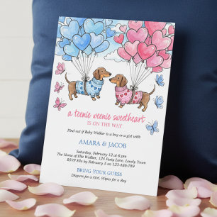 Teenie Weenie Sweetheart Dachshund Gender Reveal Invitation