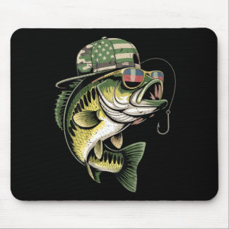Teens boy camo bass fishing american flag fishing mouse pad