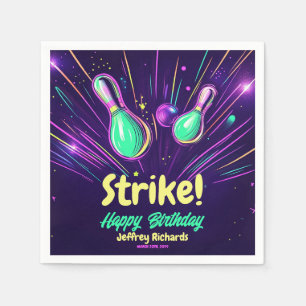 Teens Glow in the Dark Bowling Birthday Party Napkin