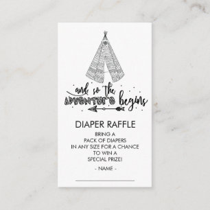 Teepee Adventure begins Baby Shower Diaper Ticket Enclosure Card
