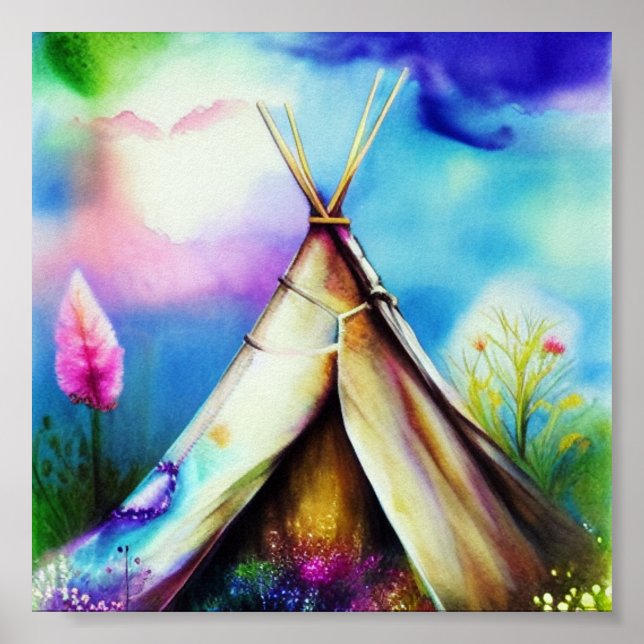 Teepee ink and water art poster (Front)