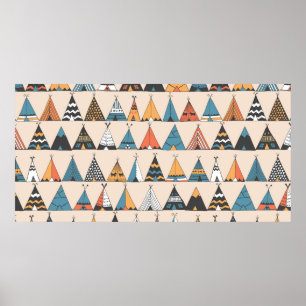 Teepee pattern. Wigwam native american summer tent Poster