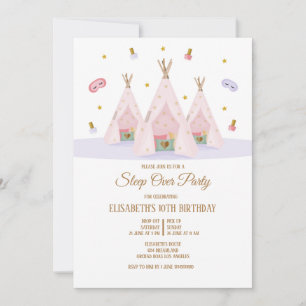 Teepee Sleepover Birthday Party Invitation