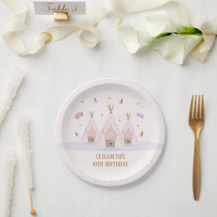 Teepee Spa Birthday Party Paper Plate