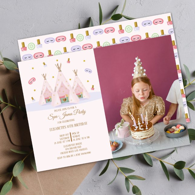 Teepee Spa Birthday Photo Party Invitation (Teepee Spa )