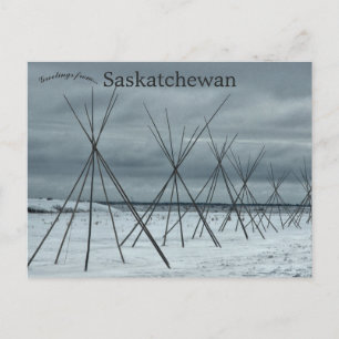 Teepees Leading up to Wanuskewin Saskatchewan Postcard