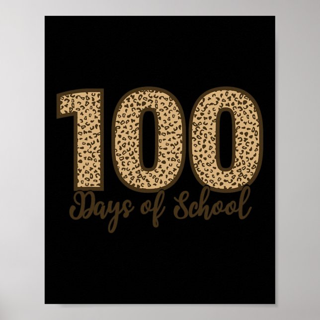 Tees Cheetah Leopard 100 Days Of School  Poster (Front)